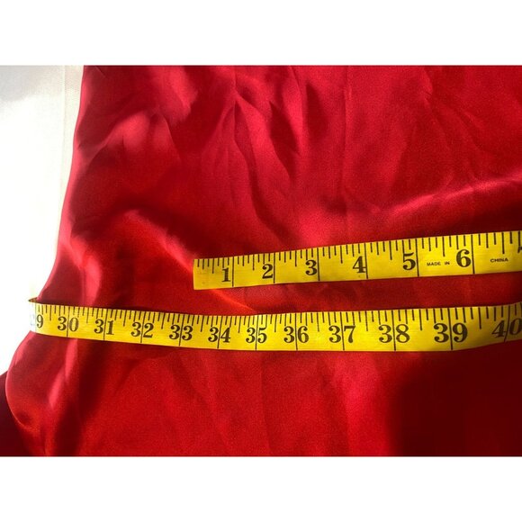 NWT ZARA Scarlet Red Thick Satin Open Back Straps Long Dress Women's Sz L - Picture 16 of 16